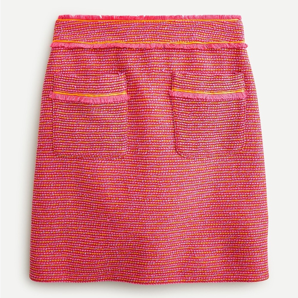 J. Crew A-line mini skirt in neon fringe tweed Size 12